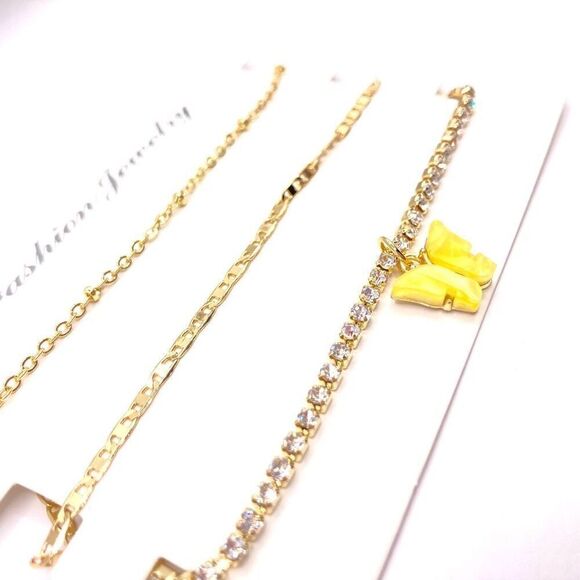 Set of 3 gold butterfly choker necklace set - Picture 2 of 3